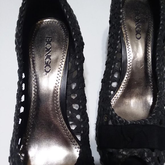Bongo Breezy Black Woven Open Toe Heels 8.5M - Picture 4 of 5